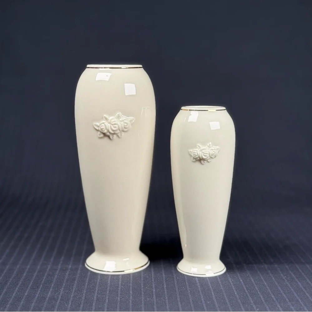 Lot of 3 | Vtg Lenox Ivrory Vases | Large & Bud Vases